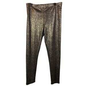 Metallic Snake Print Leggings Black Gold Silver Black MNG Mango Snakeskin